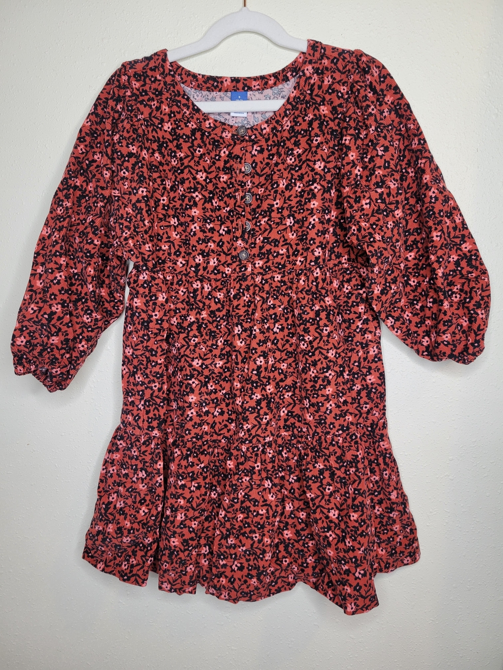 Girls' Pink Floral Long-Sleeve Dress